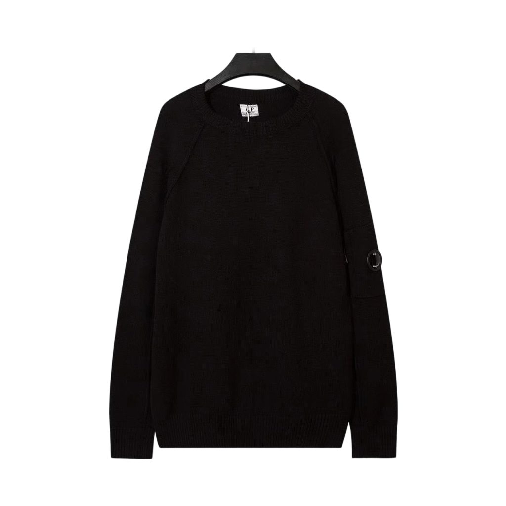 C.P. Company Arm Lens Pocket Black Crew Neck Sweater OKZY2026906