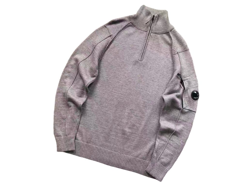 C.P. Company Arm Lens Pocket Grey Half Zip Sweater OKZY2026909