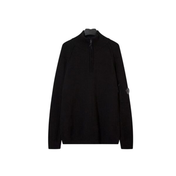 C.P. Company Arm Lens Pocket Black Half Zip Sweater OKZY2026910