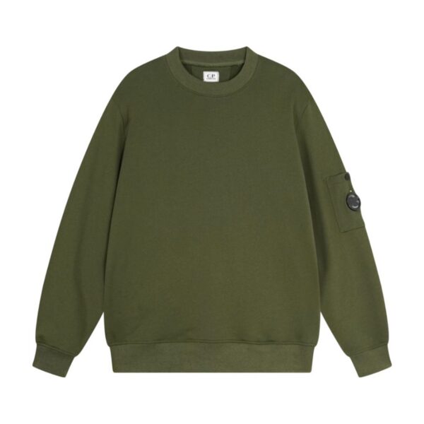 C.P. Company Arm Lens Pocket Olive Crew Sweatshirt OKZY2026911