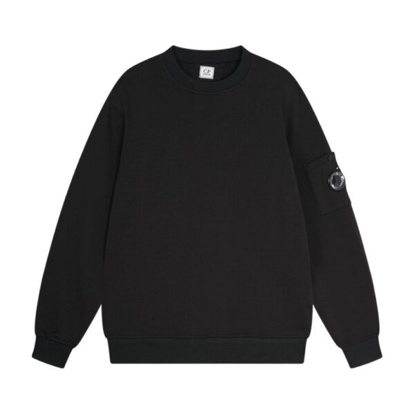 C.P. Company Arm Lens Pocket Black Crew Sweatshirt OKZY2026912