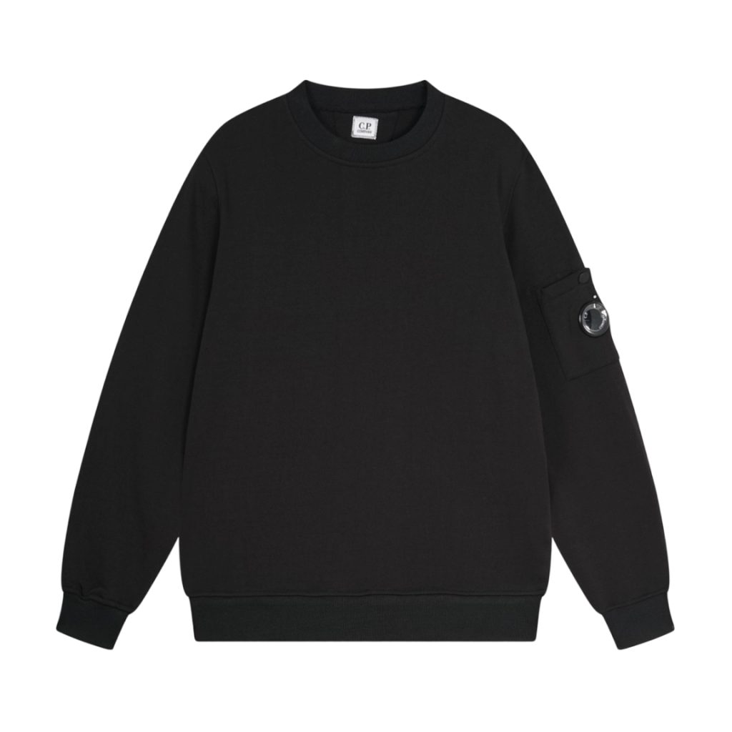 C.P. Company Arm Lens Pocket Black Crew Sweatshirt OKZY2026912