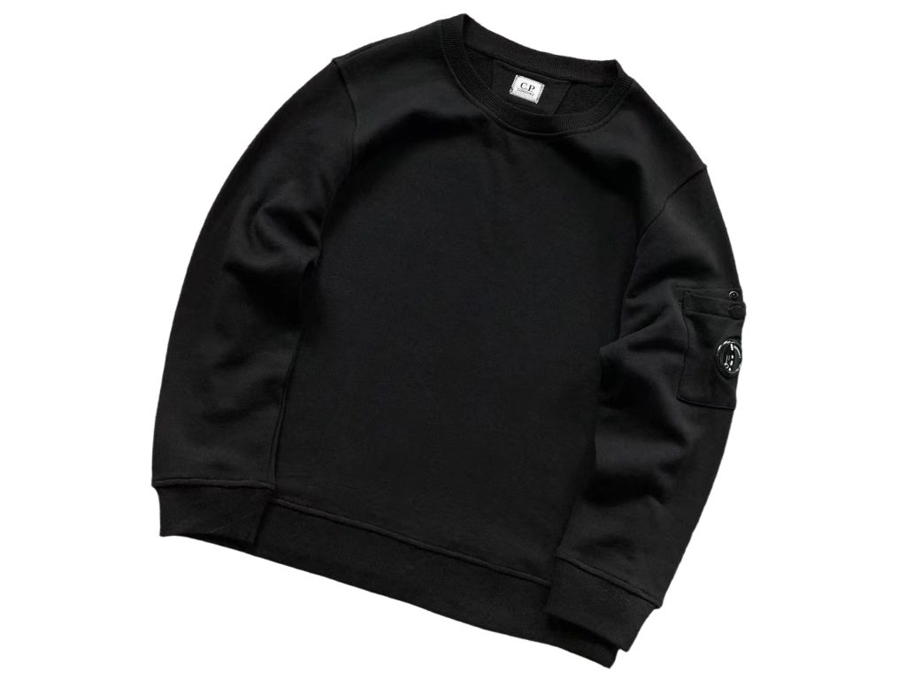 C.P. Company Arm Lens Pocket Black Crew Sweatshirt OKZY2026912