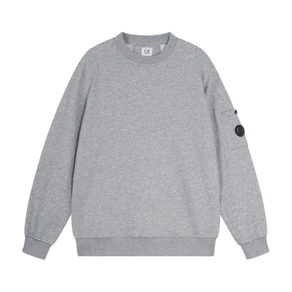 C.P. Company Arm Lens Pocket Grey Crew Sweatshirt OKZY2026913