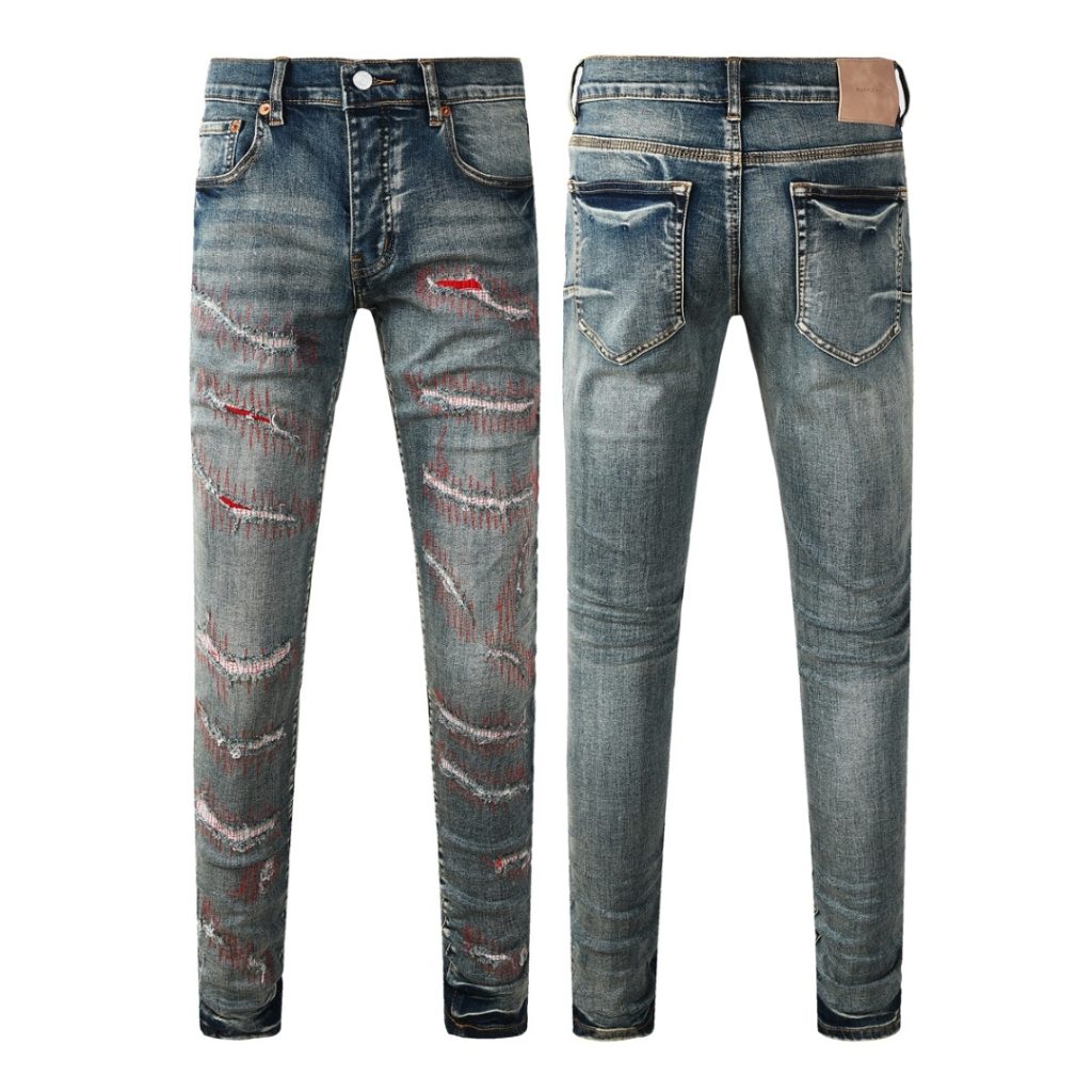 Purple Brand Red Stitch Ripped Jeans OKZY202691