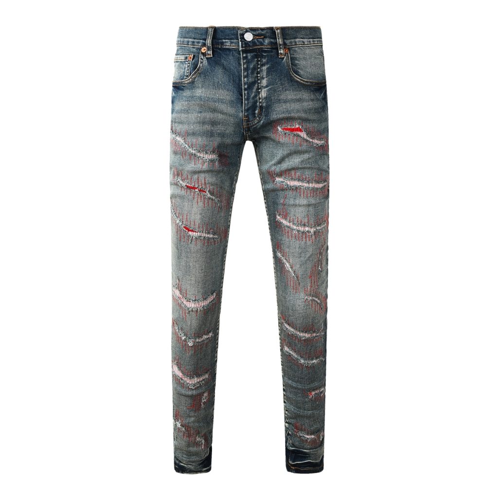 Purple Brand Red Stitch Ripped Jeans OKZY202691