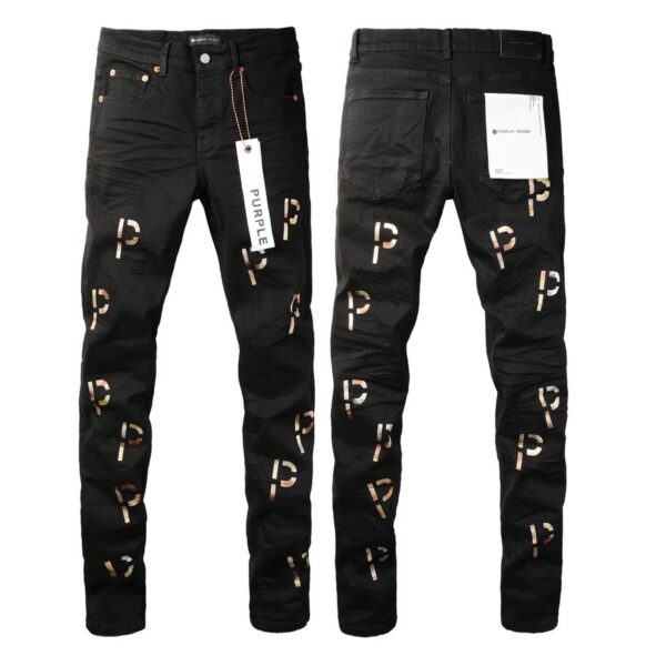 Purple Brand Black Allover P Logo Jeans OKZY202692