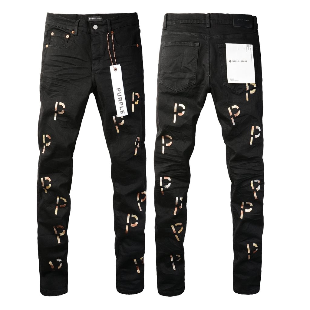 Purple Brand Black Allover P Logo Jeans OKZY202692