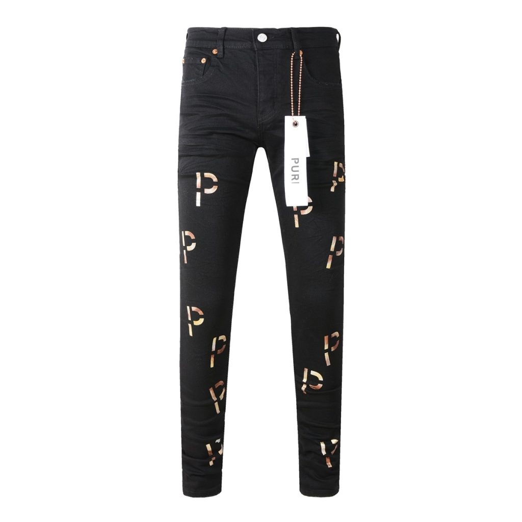 Purple Brand Black Allover P Logo Jeans OKZY202692