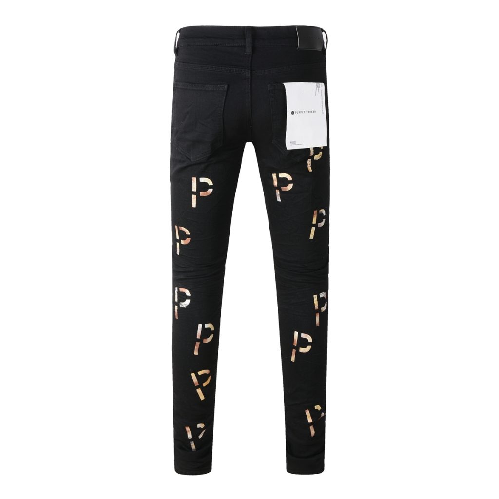 Purple Brand Black Allover P Logo Jeans OKZY202692