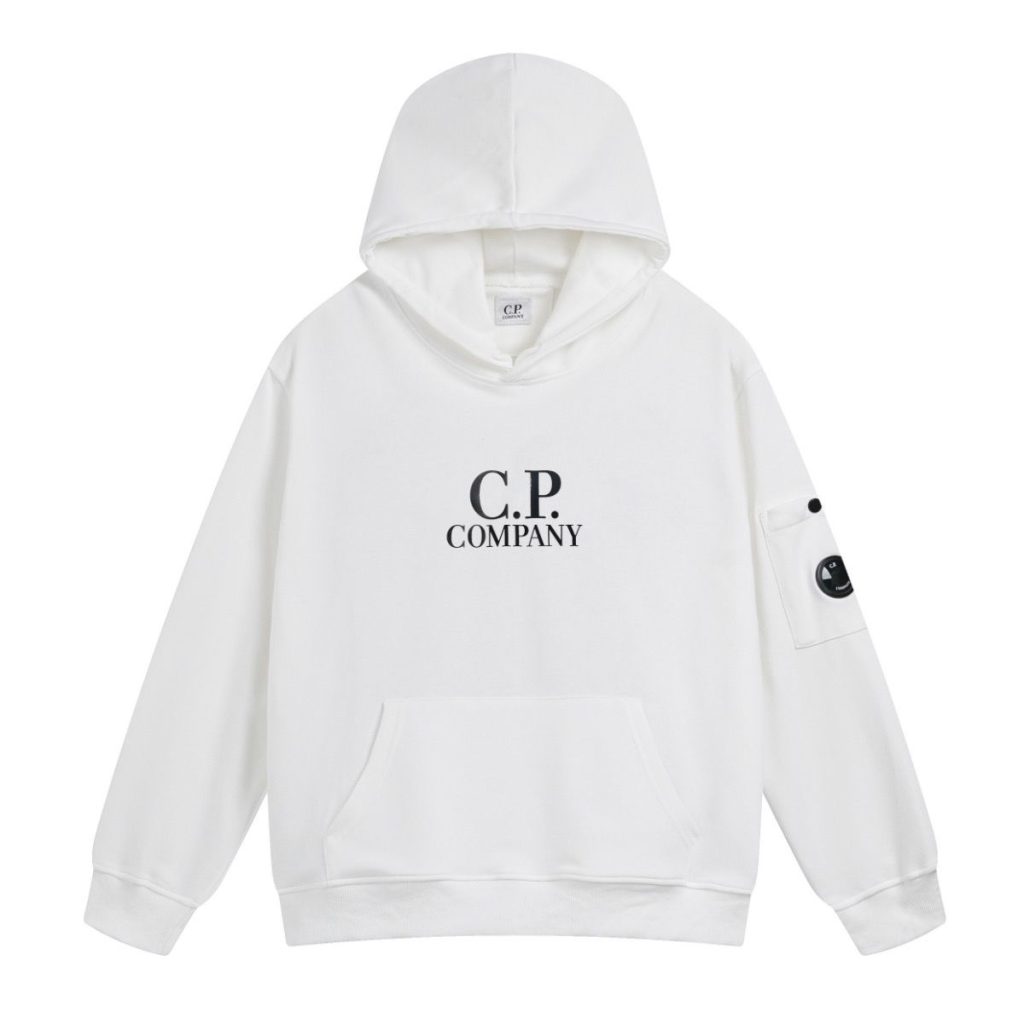 C.P. Company White Logo Arm Pocket Hoodie OKZY2026939