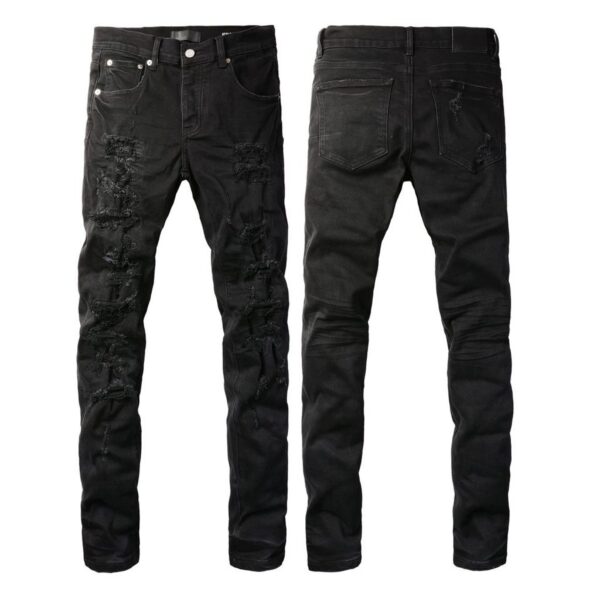 Purple Brand Black Heavy Shredded Jeans OKZY202693