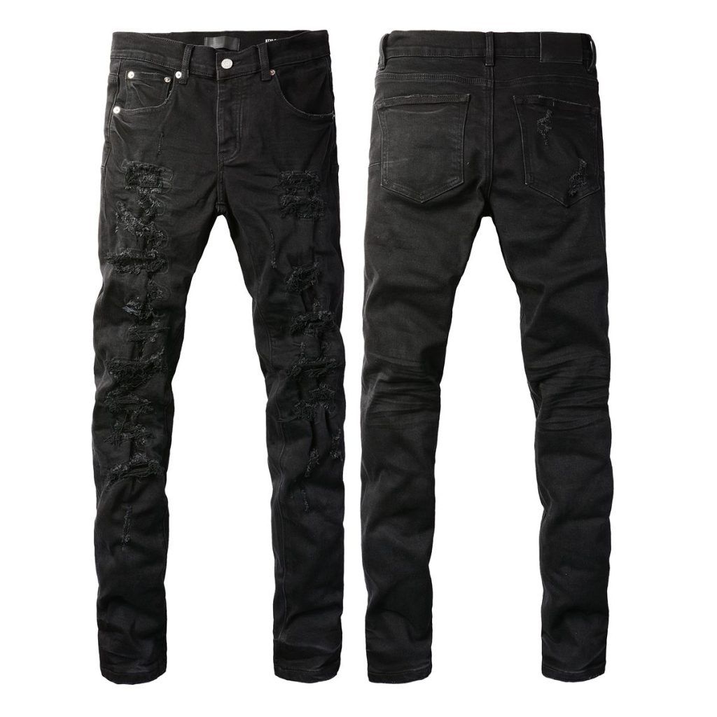 Purple Brand Black Heavy Shredded Jeans OKZY202693
