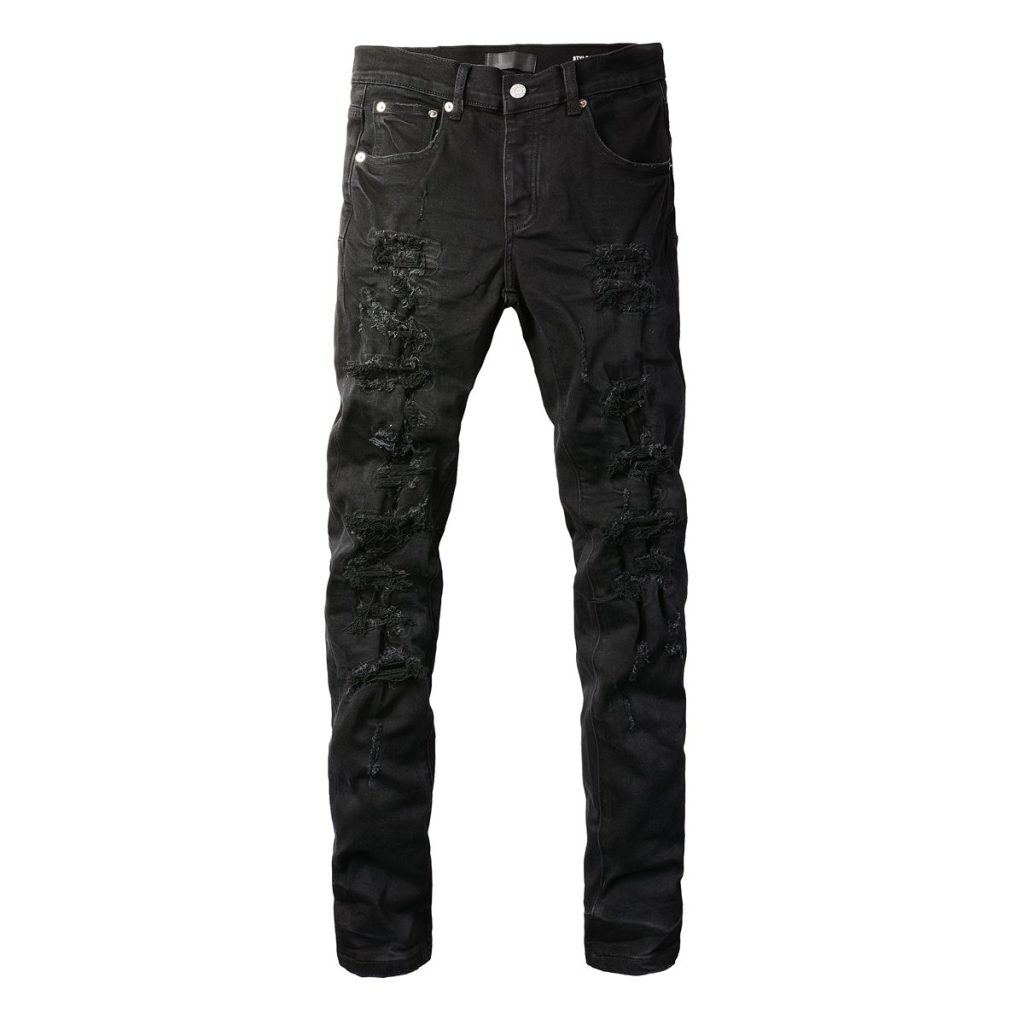 Purple Brand Black Heavy Shredded Jeans OKZY202693