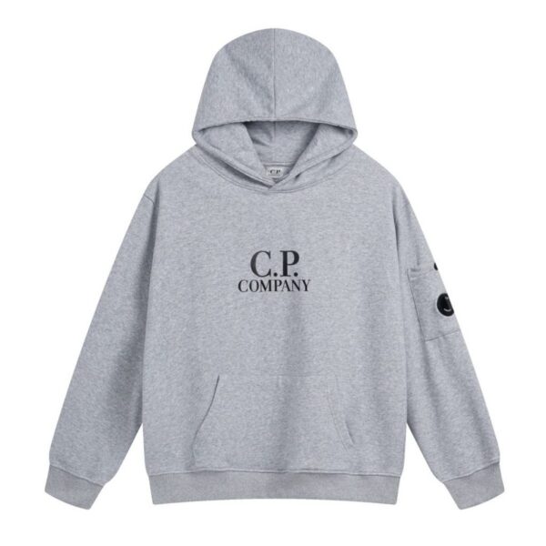 C.P. Company Heather Grey Logo Pullover Hoodie OKZY2026941