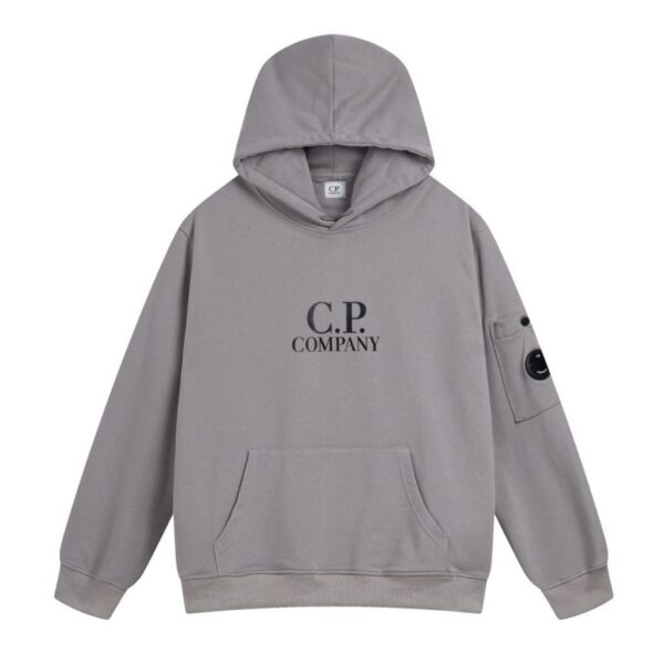 C.P. Company Light Grey Logo Pullover Hoodie OKZY2026942