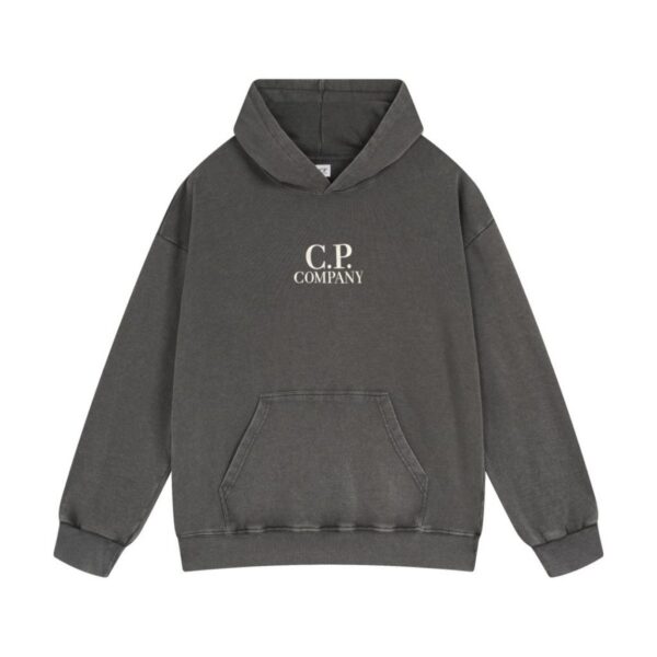 C.P. Company Washed Dark Grey Logo Pullover Hoodie OKZY2026943