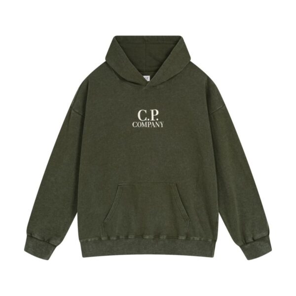 C.P. Company Washed Olive Logo Pullover Hoodie OKZY2026944