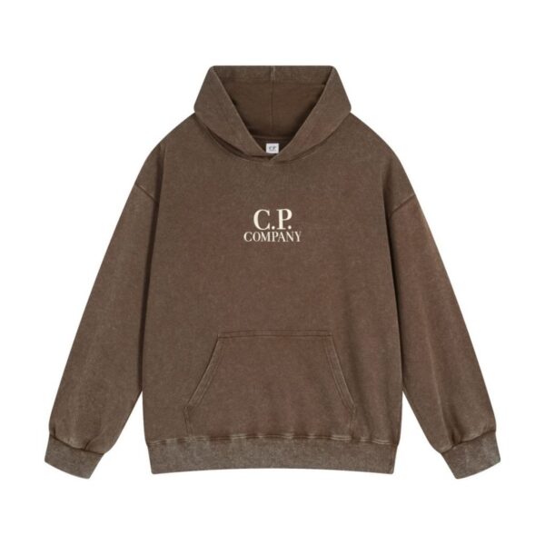 C.P. Company Washed Brown Logo Pullover Hoodie OKZY2026945