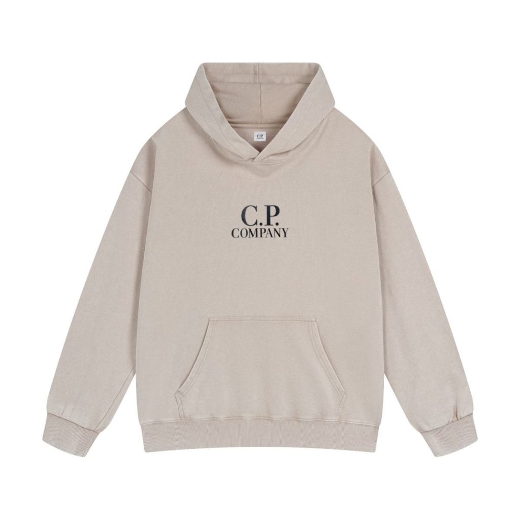 C.P. Company Washed Beige Logo Pullover Hoodie OKZY2026946