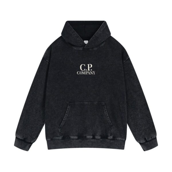 C.P. Company Washed Black Logo Pullover Hoodie OKZY2026947