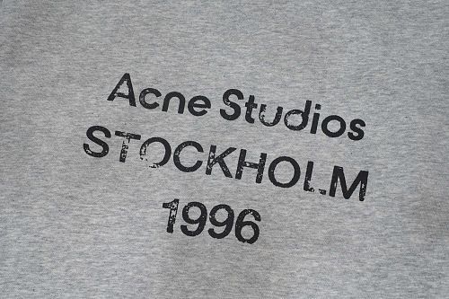 Acne Studios Heather Grey Stockholm 1996 Back Print Hoodie OKZY2026949