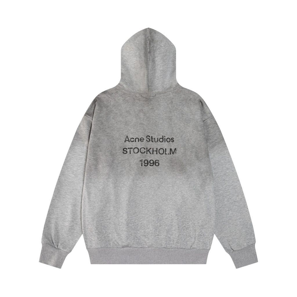 Acne Studios Faded Grey Stockholm 1996 Back Print Hoodie OKZY2026954