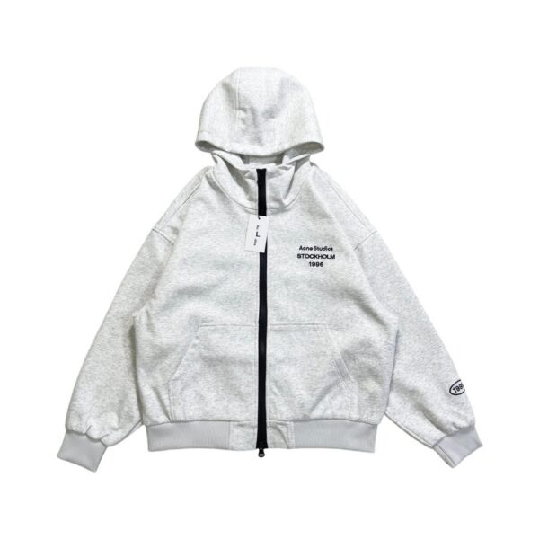 Acne Studios Light Grey Stockholm 1996 Zip Up Hoodie OKZY2026958