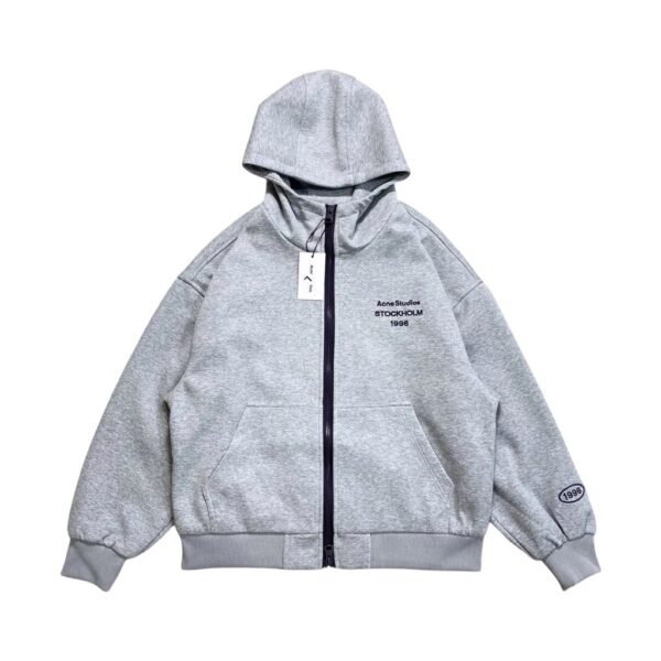 Acne Studios Medium Grey Stockholm 1996 Zip Up Hoodie OKZY2026959