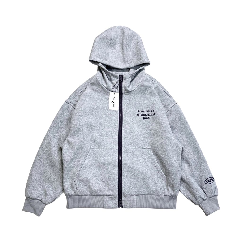 Acne Studios Medium Grey Stockholm 1996 Zip Up Hoodie OKZY2026959
