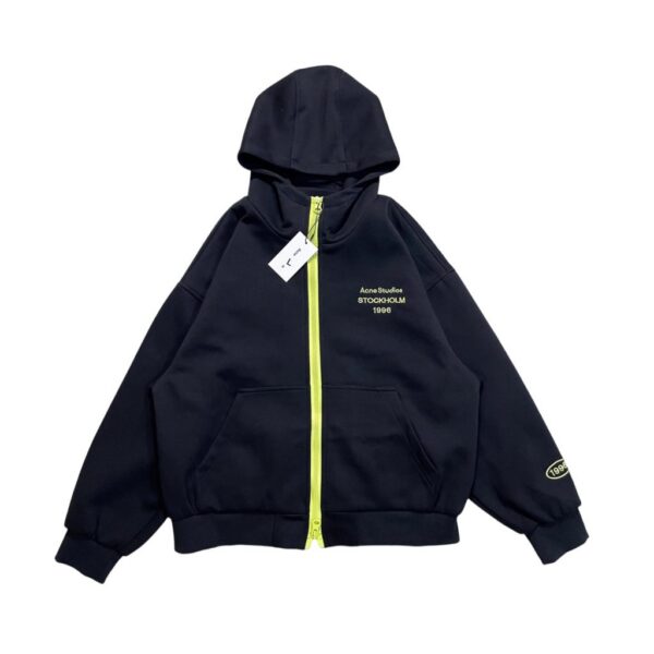 Acne Studios Black Stockholm 1996 Zip Up Hoodie OKZY2026960