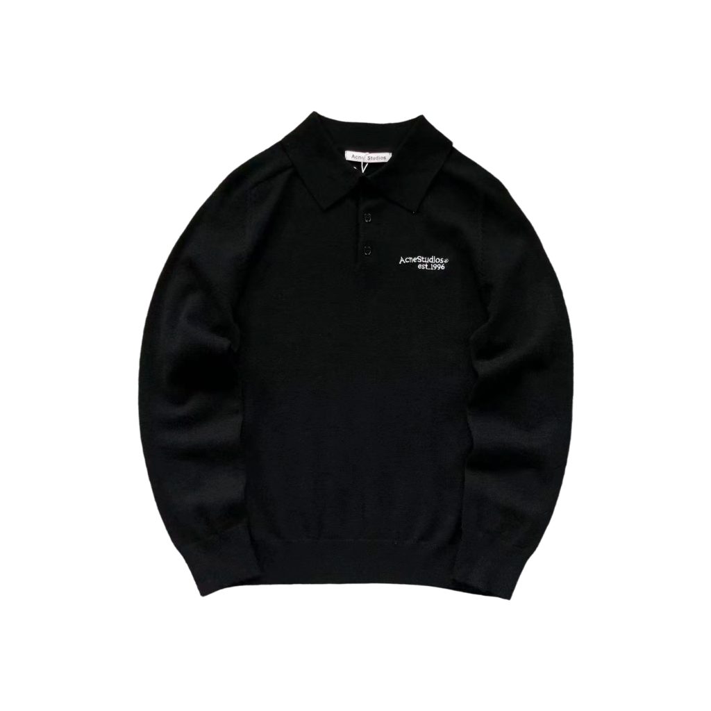 Acne Studios Black Stockholm 1996 Polo Knit Sweater OKZY2026967