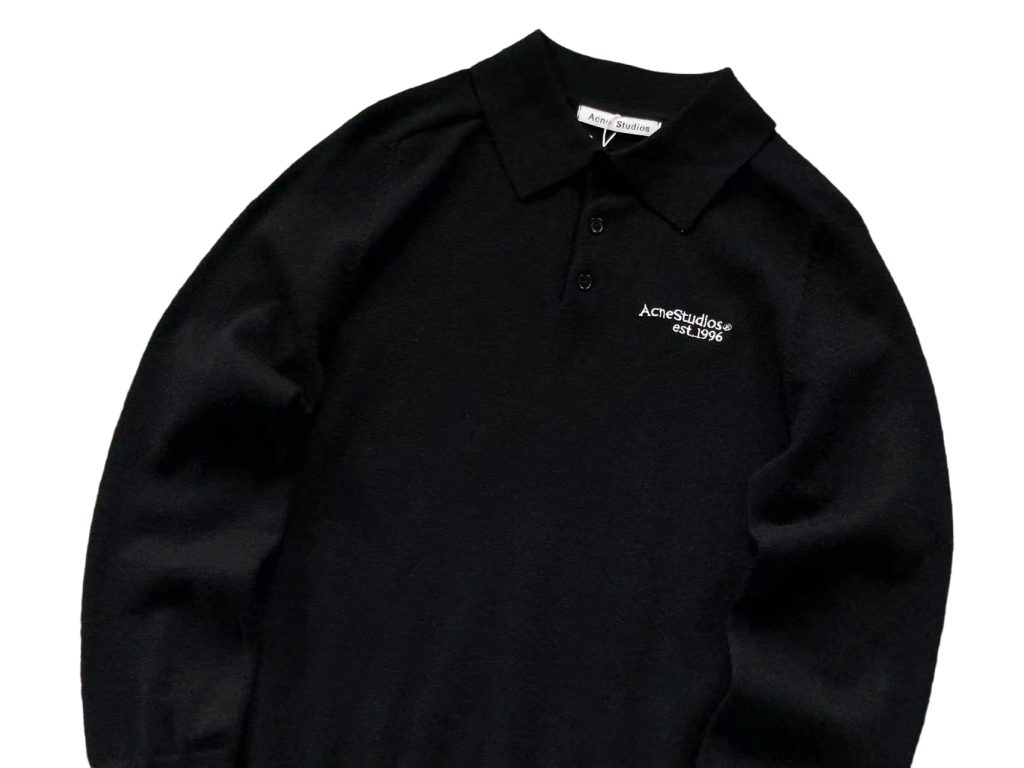 Acne Studios Black Stockholm 1996 Polo Knit Sweater OKZY2026967
