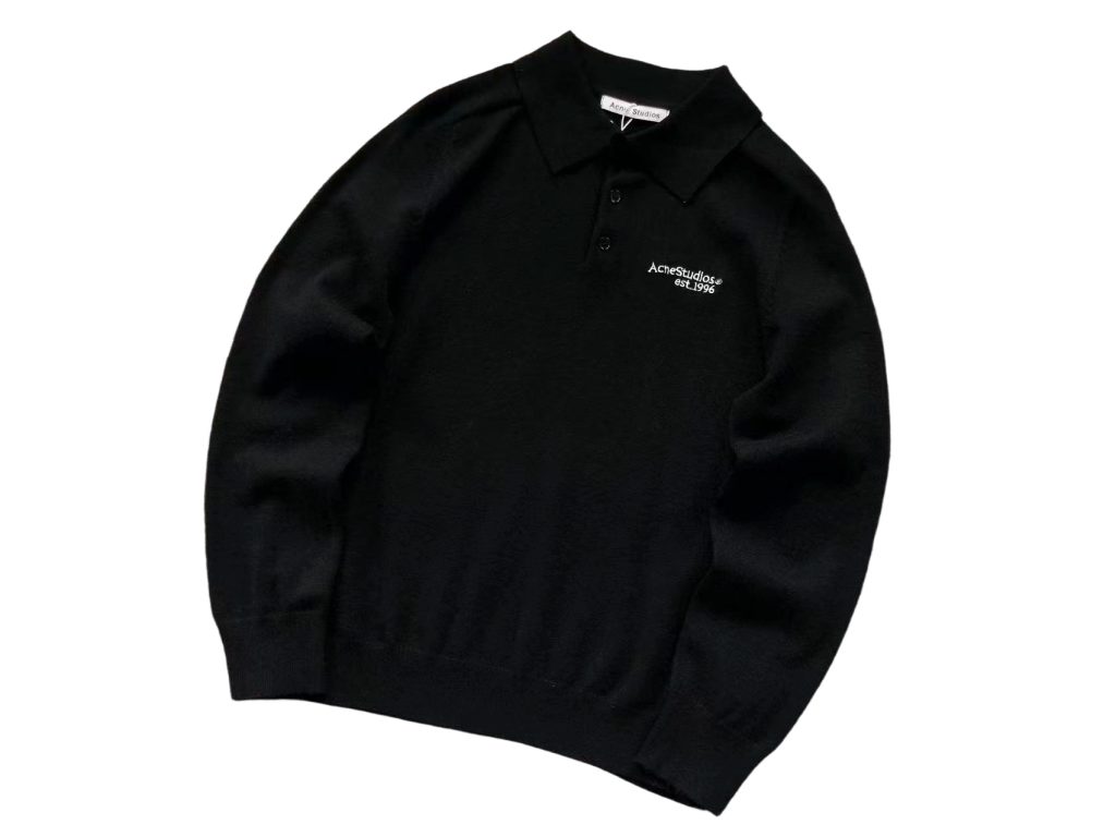 Acne Studios Black Stockholm 1996 Polo Knit Sweater OKZY2026967