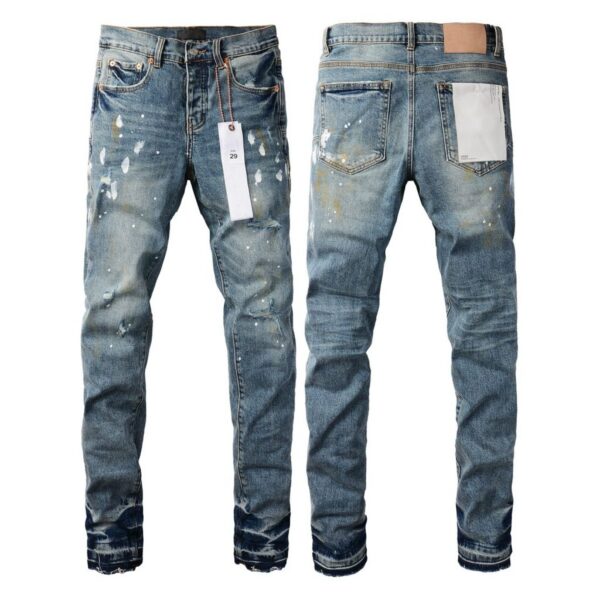 Purple Brand Blue Splash Paint Ripped Jeans OKZY202696
