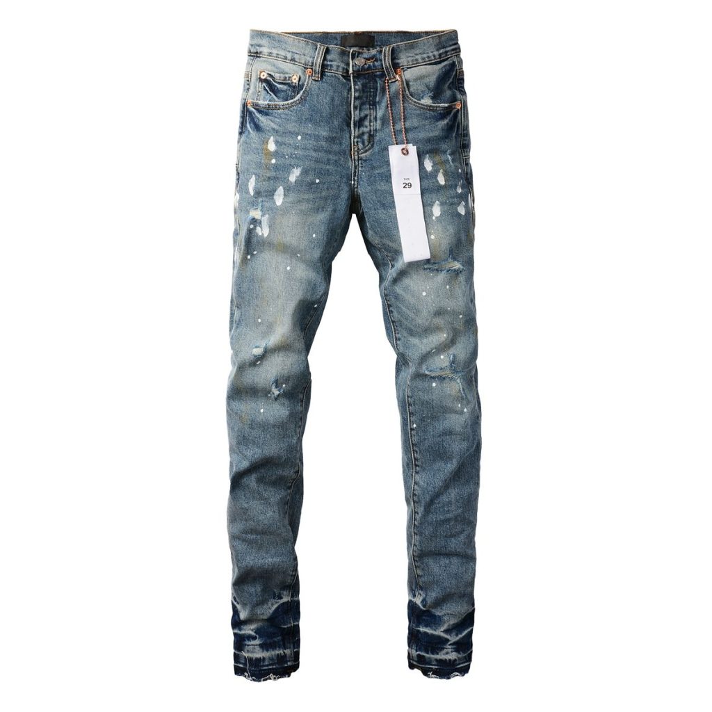 Purple Brand Blue Splash Paint Ripped Jeans OKZY202696