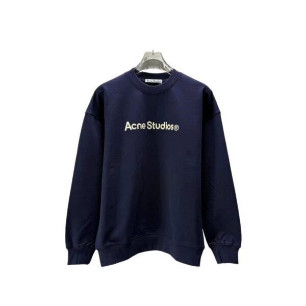 Acne Studios Navy Acne Studios Logo Crewneck Sweatshirt OKZY2026973