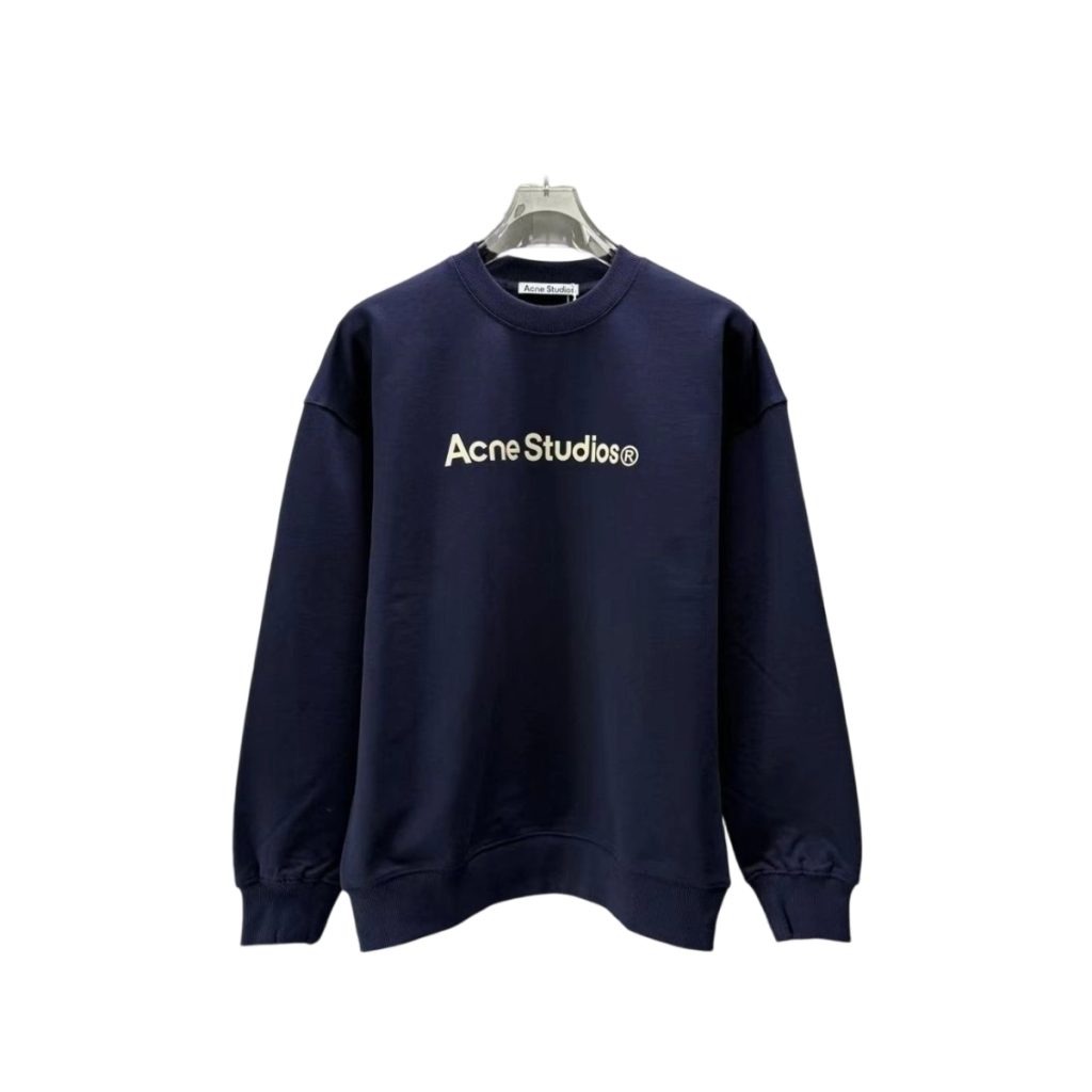 Acne Studios Navy Acne Studios Logo Crewneck Sweatshirt OKZY2026973