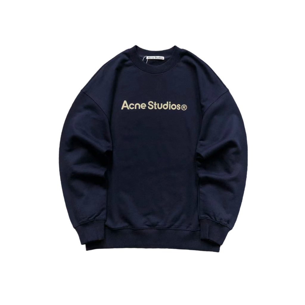 Acne Studios Navy Acne Studios Logo Crewneck Sweatshirt OKZY2026973