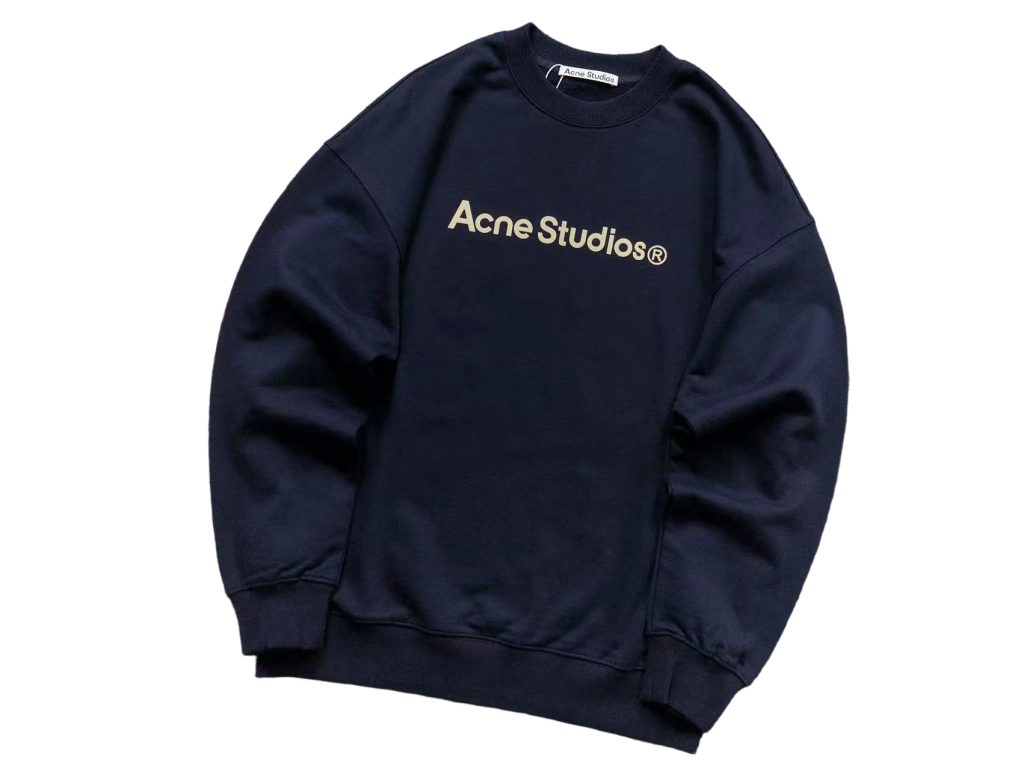 Acne Studios Navy Acne Studios Logo Crewneck Sweatshirt OKZY2026973