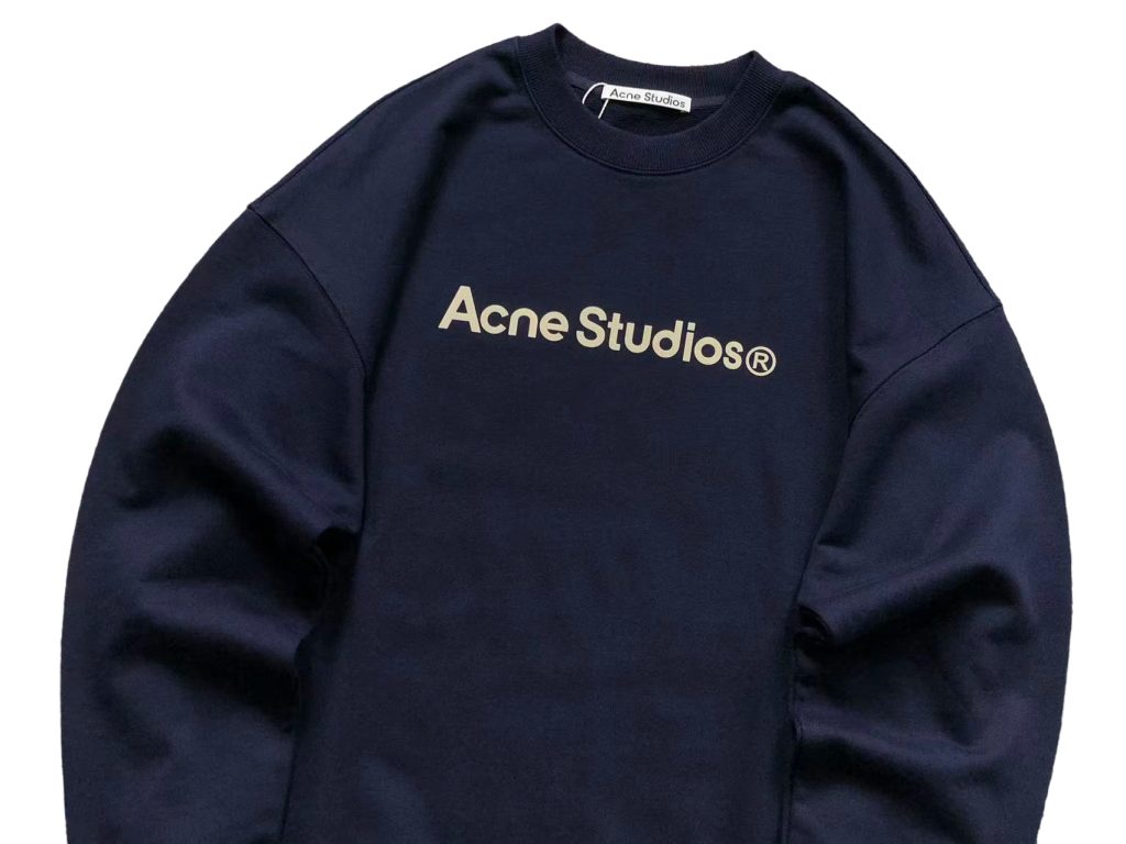 Acne Studios Navy Acne Studios Logo Crewneck Sweatshirt OKZY2026973