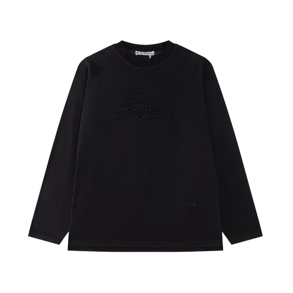 Acne Studios Dark Grey Script Logo Long Sleeve Sweatshirt OKZY2026980