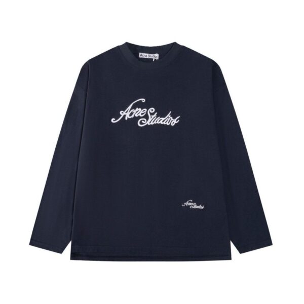 Acne Studios Navy Script Logo Long Sleeve Sweatshirt OKZY2026981