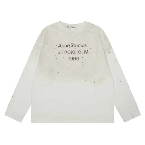 Acne Studios Stockholm 1996 Rhinestone Long Sleeve Tee Off White OKZY2026984