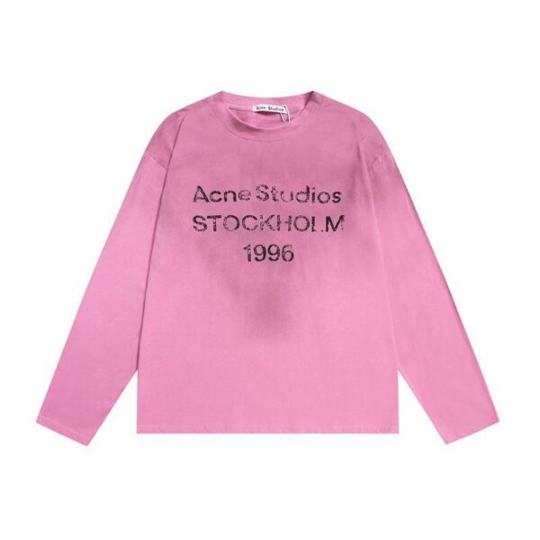 Acne Studios Pink Stockholm 1996 Vintage Print Long Sleeve T-shirt OKZY2026985