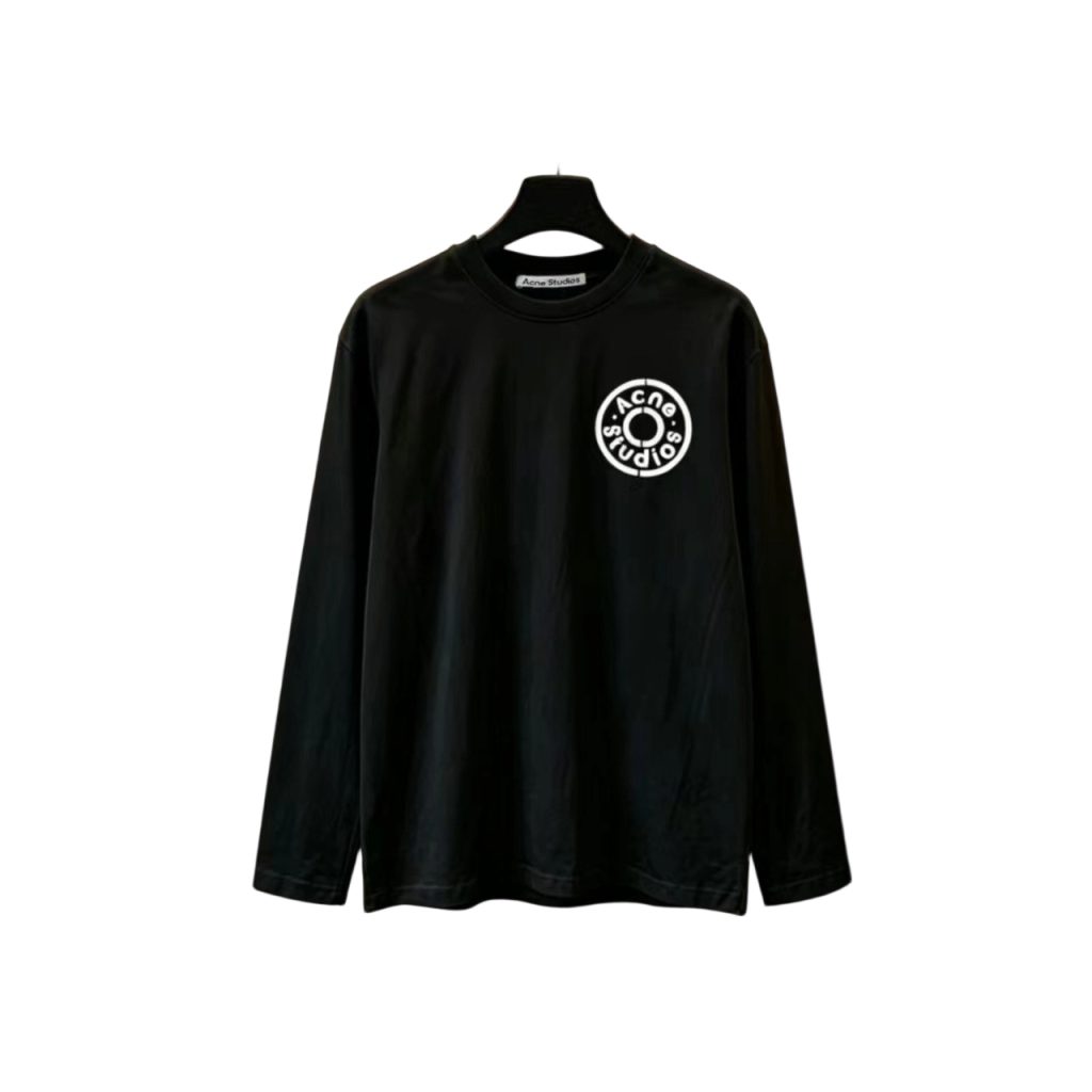 Acne Studios Black Circular Logo Long Sleeve T-shirt OKZY2026987