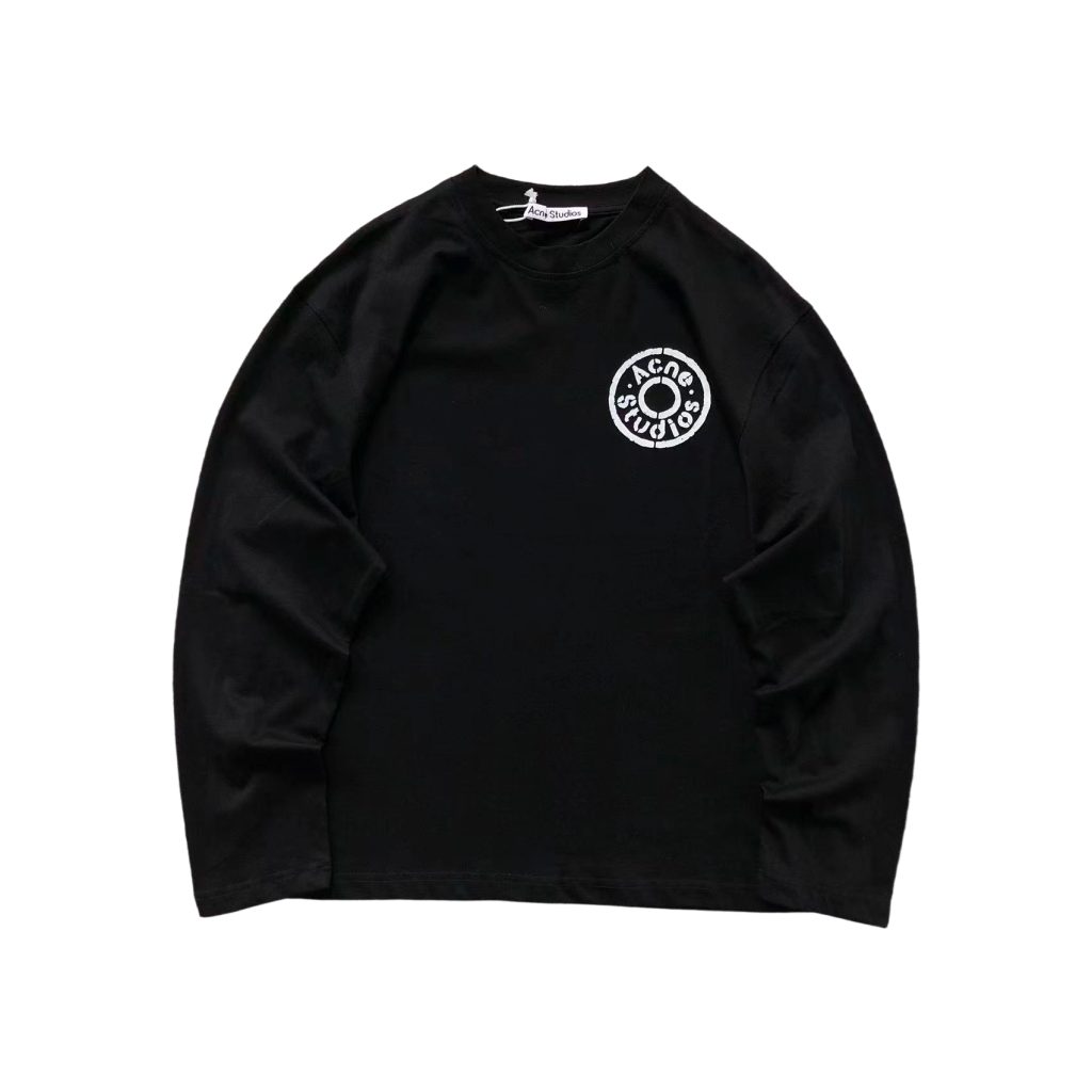Acne Studios Black Circular Logo Long Sleeve T-shirt OKZY2026987