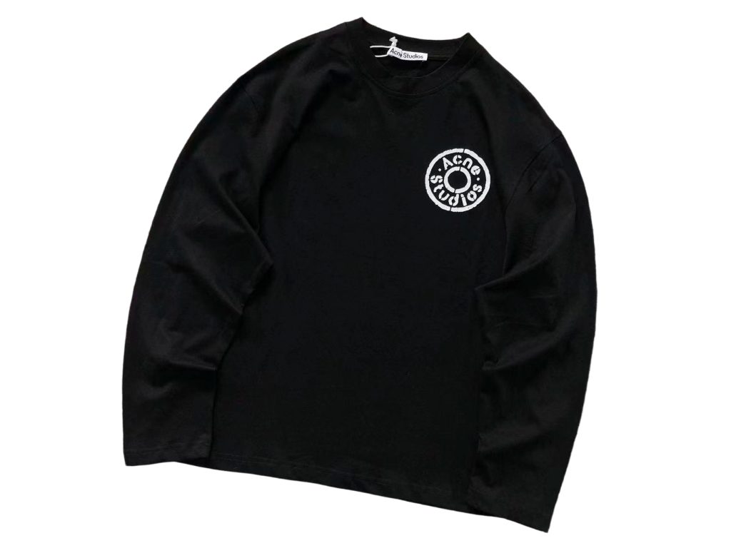 Acne Studios Black Circular Logo Long Sleeve T-shirt OKZY2026987