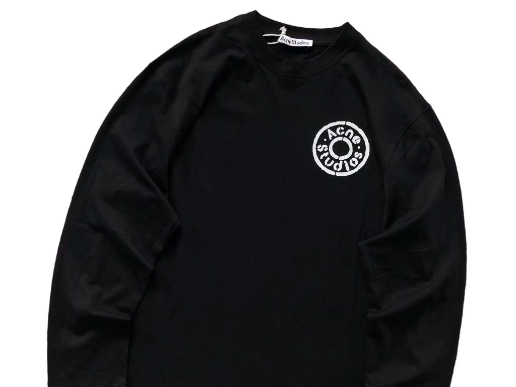 Acne Studios Black Circular Logo Long Sleeve T-shirt OKZY2026987