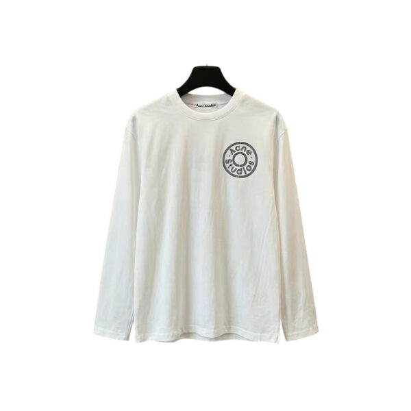 Acne Studios White Circular Logo Long Sleeve T-shirt OKZY2026988